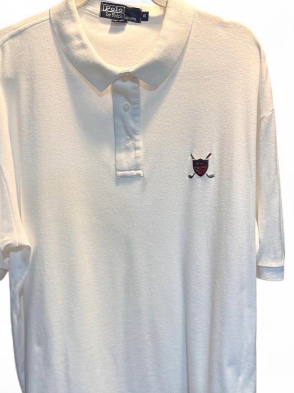 Vintage 90s Polo Ralph Lauren Shield Crest Golf Polo Shirt Size XL Boxy